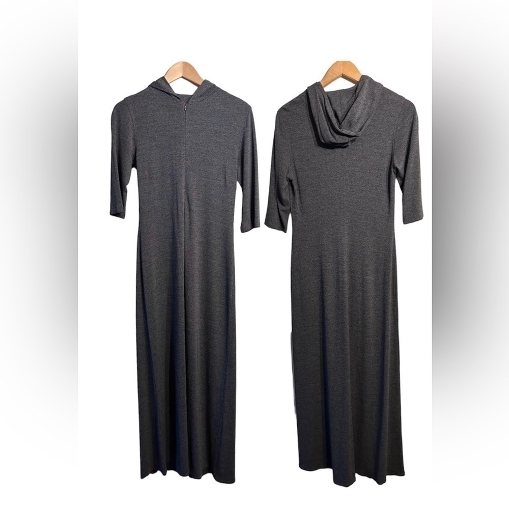 Ross Mayer Minimalist Heather Gray Maxi Dress front zipper